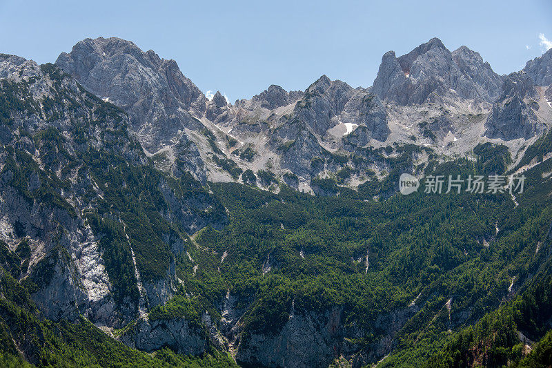 View from Solčava to the Kamniško-Savinja Alps, Gorenjska, Slovenia, Europe